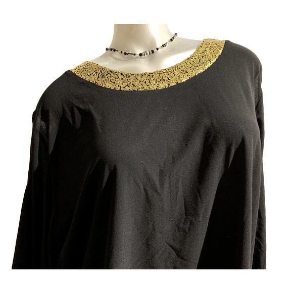NWT Women's Chloe Jasmine Black Party Top with Gold Sequin Collar Size 26 28 3X - Picture 3 of 11